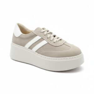 Beżowe sneakersy na platformie Bolejko City Platform Beige – ujęcie 3/4